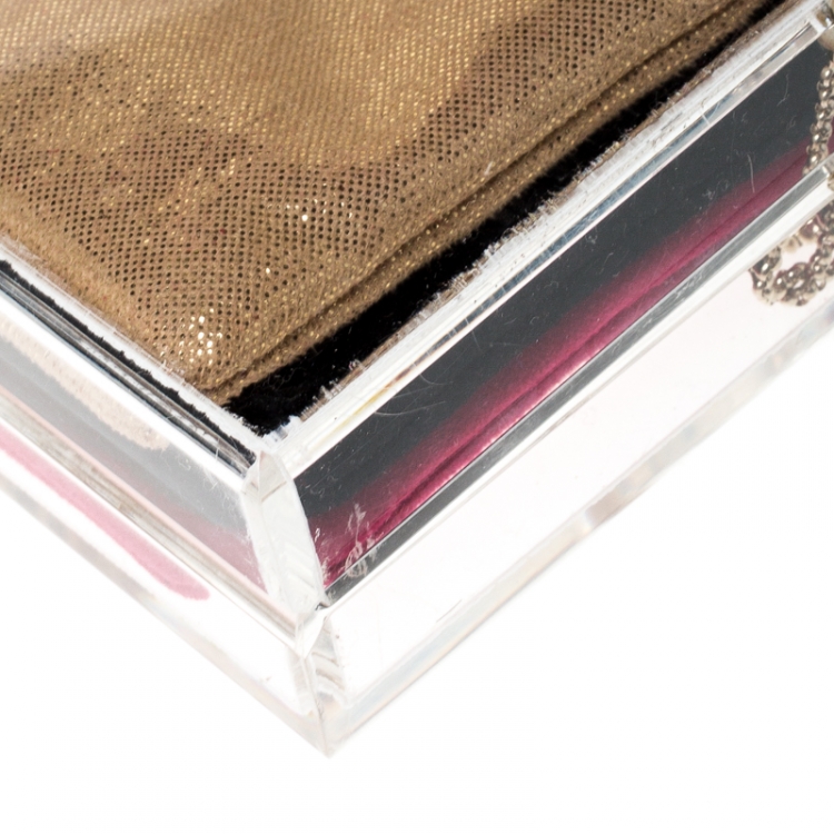 Pre Owned Charlotte Olympia Clear Perspex Chain Pandora Classic Box Clutch