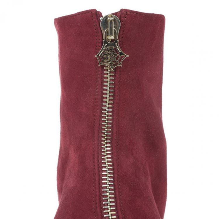 Pre Owned Charlotte Olympia Red Suede Deborah Platform Ankle Boots Size 40