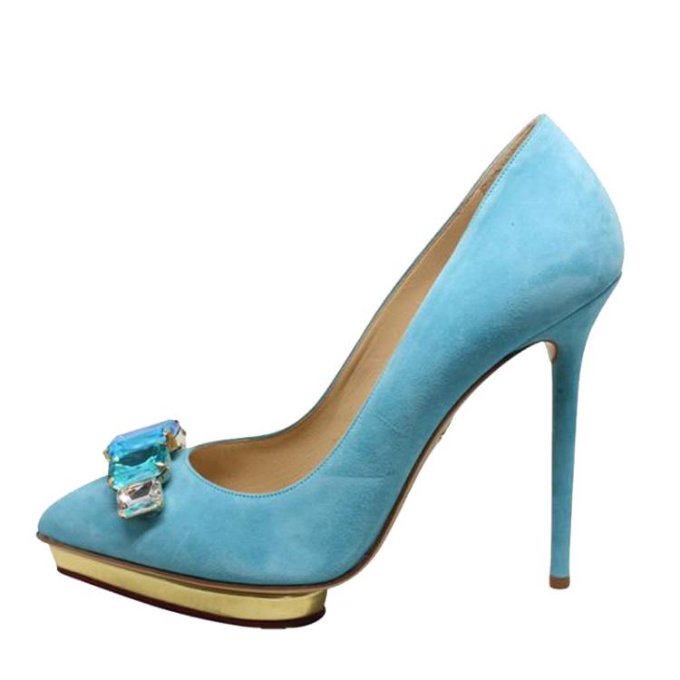 powder blue suede pumps