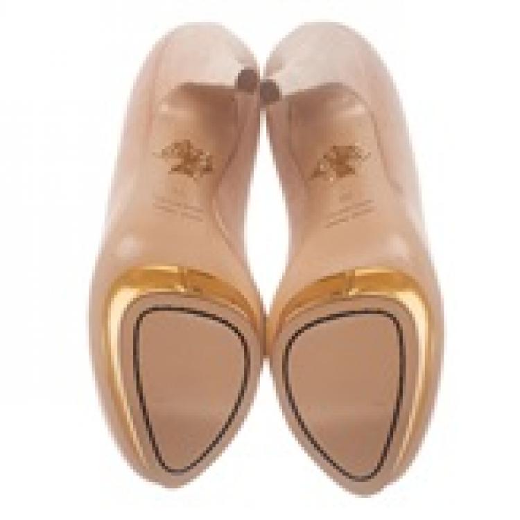 Pre Owned Charlotte Olympia Pink Suede Dolly Platform Pumps Size 36