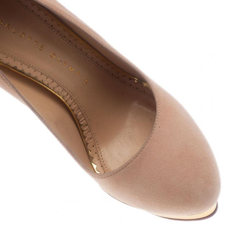 Pre Owned Charlotte Olympia Pink Suede Dolly Platform Pumps Size 36