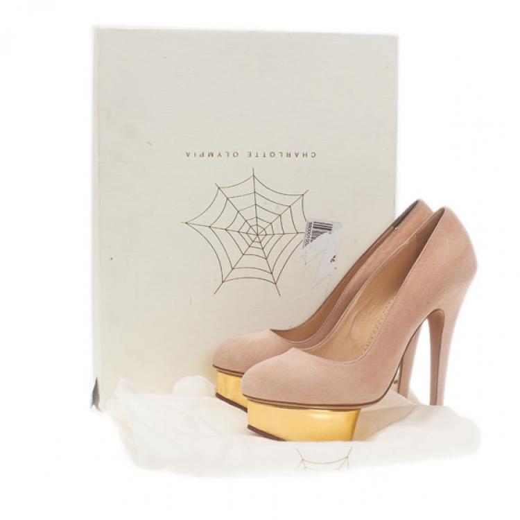 Pre Owned Charlotte Olympia Pink Suede Dolly Platform Pumps Size 36