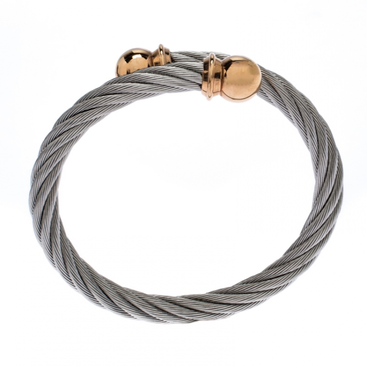 Pre Owned Charriol Celtic Torque Twisted Cable Two Tone Adjustable Bracelet