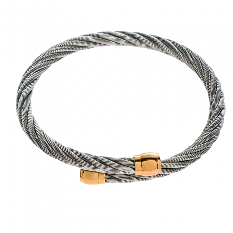 Pre Owned Charriol Celtic SCEAU Twisted Cable Adjustable Bypass Bracelet