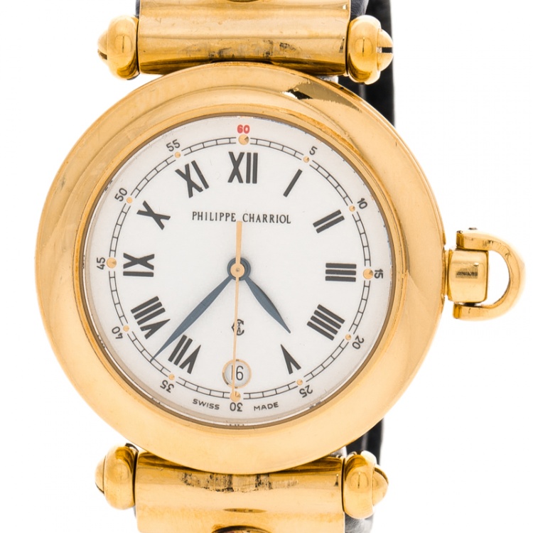 Pre Owned Philippe Charriol White Christopher Columbus Women's Watch 35MM