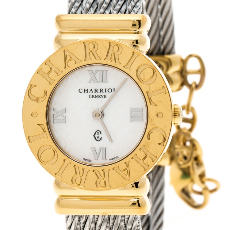 Pre Owned Charriol Grey Gold-Plated Stainless Steel St Tropez Women's Wristwatch 24 mm