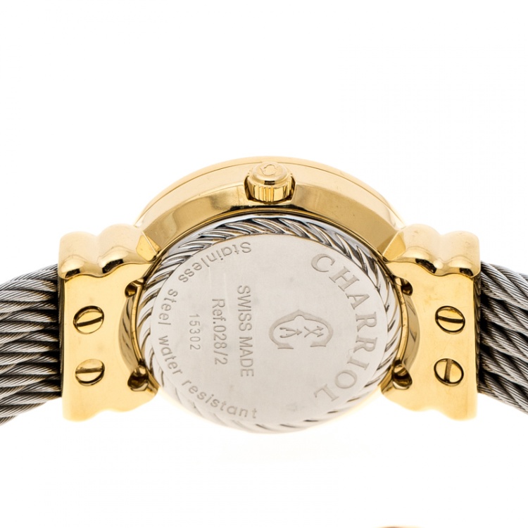Pre Owned Charriol Grey Gold-Plated Stainless Steel St Tropez Women's Wristwatch 24 mm