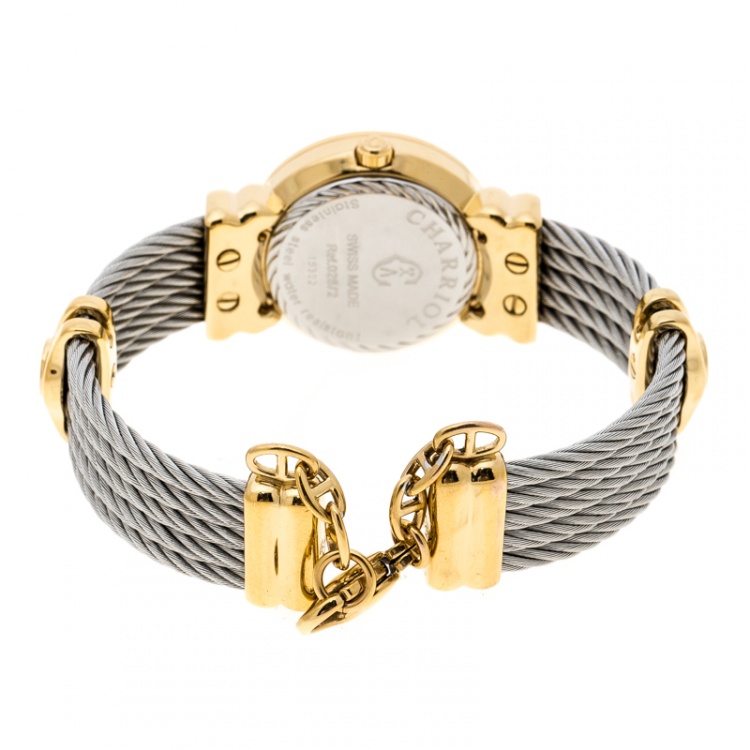 Pre Owned Charriol Grey Gold-Plated Stainless Steel St Tropez Women's Wristwatch 24 mm