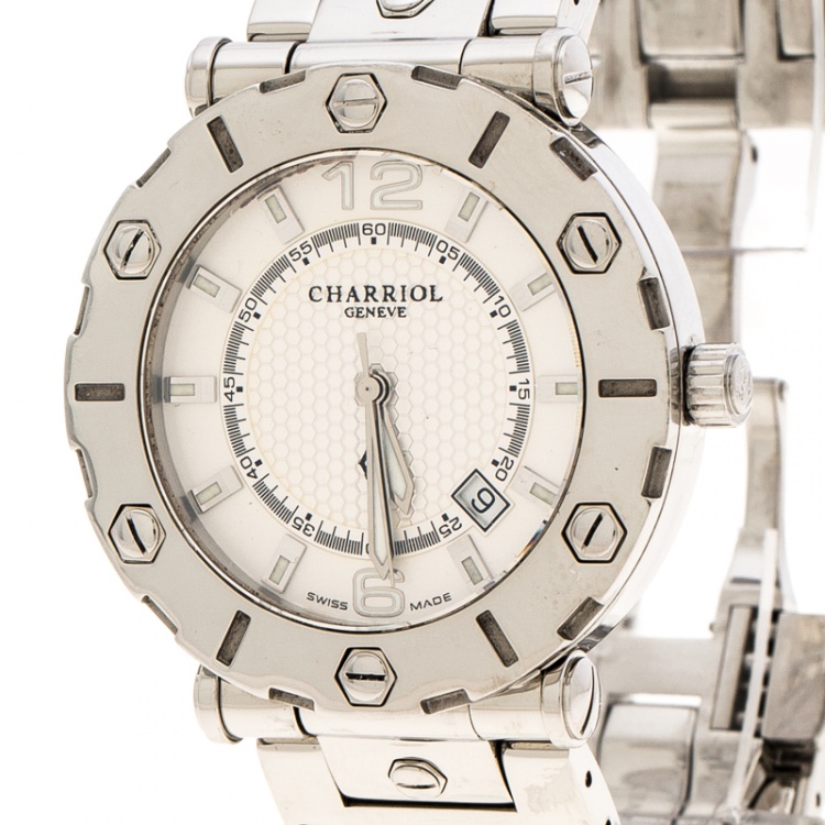 Pre Owned Charriol Cream Stainless Steel RT38 Women's Wristwatch 38 mm