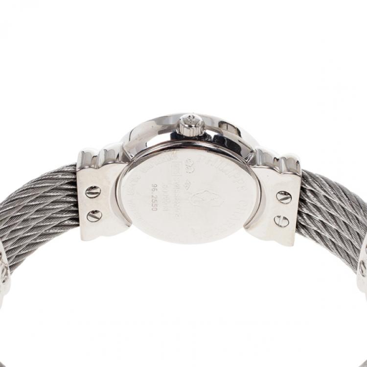 Pre Owned Philippe Charriol Pink Silver St. Tropez Women's Wristwatch 24MM