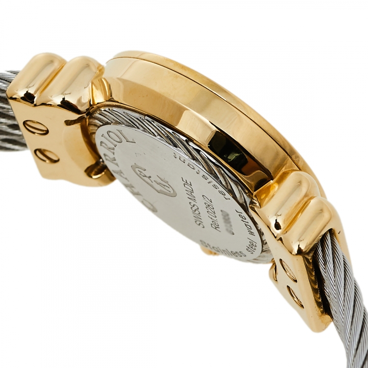 Pre Owned Charriol Mother Of Pearl Yellow Gold Plated Stainless Steel St-Tropez Ref.028/2 Women's Wristwatch 24.50 mm