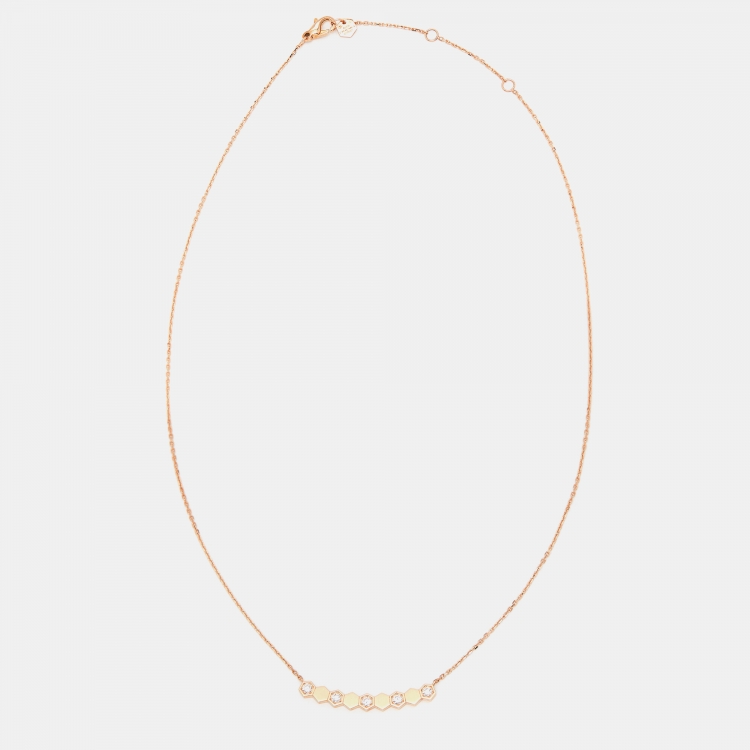Pre Owned Chaumet Bee My Love Diamond 18k Rose Gold Necklace