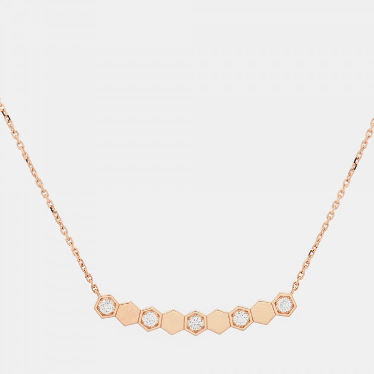 Pre Owned Chaumet Bee My Love Diamond 18k Rose Gold Necklace