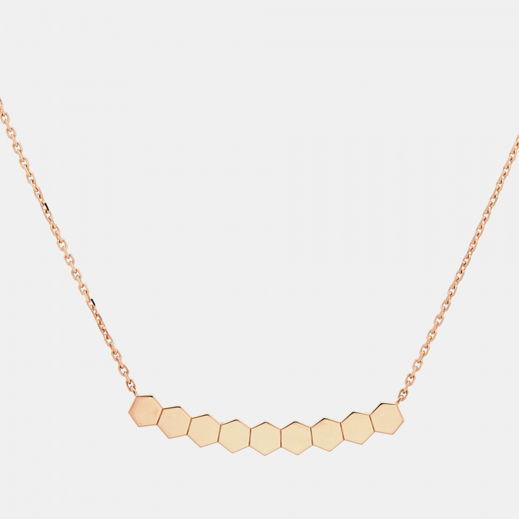 Pre Owned Chaumet Bee My Love Diamond 18k Rose Gold Necklace