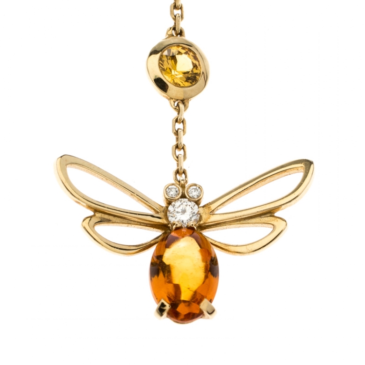 Pre Owned Chaumet Bee Catch Me if You Love Me Citrine Yellow Gold Charm