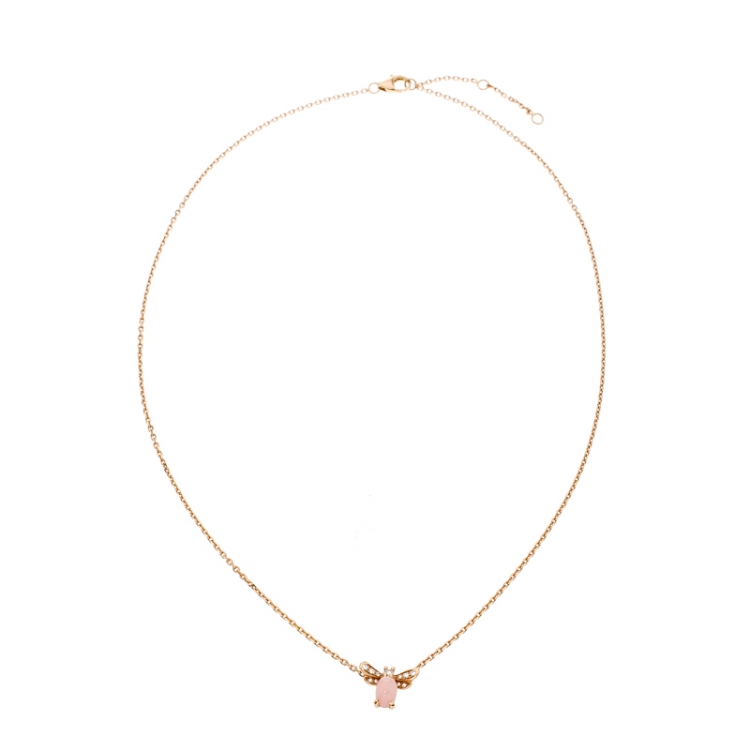 Pre Owned Chaumet Attrape-Moi...si tu M'aimes Diamond Pink Opal 18k Rose Gold Pendant Necklace