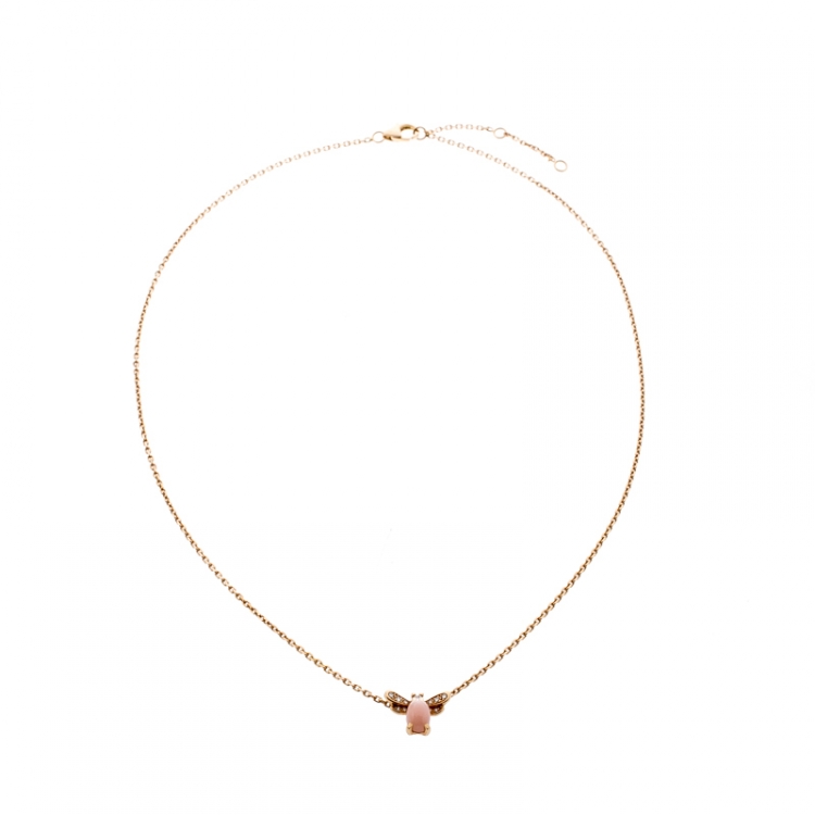 Pre Owned Chaumet Attrape-Moi...si tu M'aimes Diamond Pink Opal 18k Rose Gold Pendant Necklace