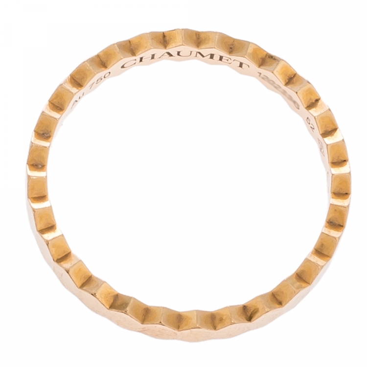 Pre Owned Chaumet Bee My Love Textured 18K Rose Gold Ring Size 52