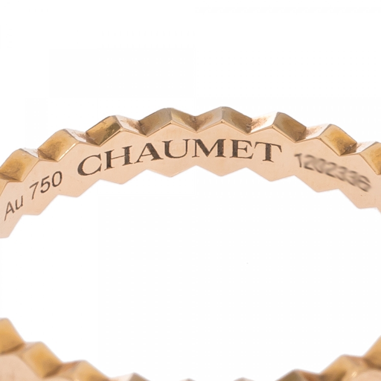 Pre Owned Chaumet Bee My Love Textured 18K Rose Gold Ring Size 52