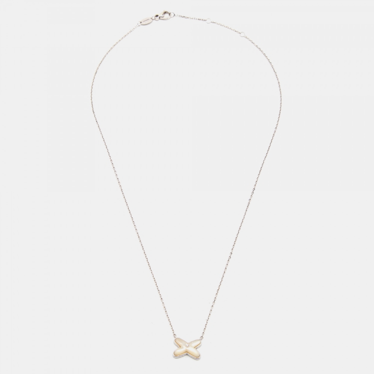 Pre Owned Chaumet Jeux de Liens Mother of Pearl Diamond 18k White Gold Necklace