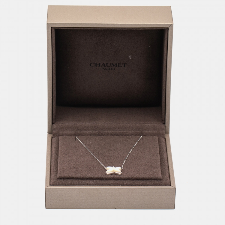 Pre Owned Chaumet Jeux de Liens Mother of Pearl Diamond 18k White Gold Necklace