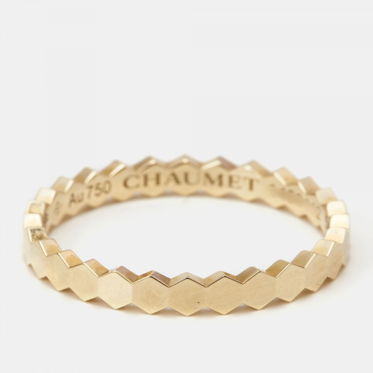 Pre Owned Chaumet Bee My Love 18k Yellow Gold Band Ring Size 54