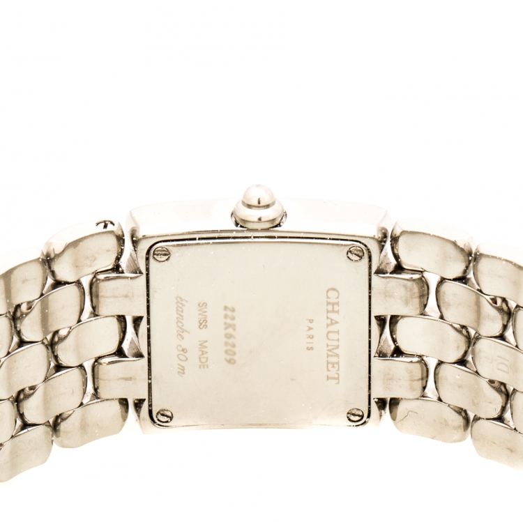Pre Owned Chaumet Pinkish White Stainless Steel Diamonds Khesis 253813 Women's Wristwatch 21 mm
