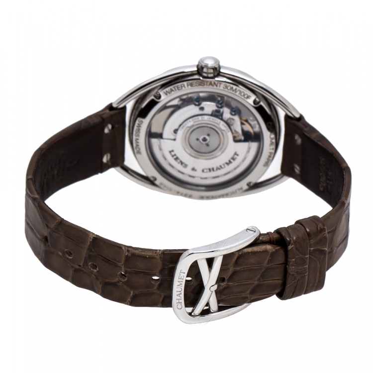 Pre Owned Chaumet Silver Stainless Steel Diamond Liens De Chaumet Women's Wristwatch 33 mm