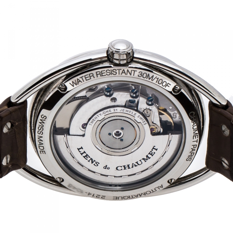 Pre Owned Chaumet Silver Stainless Steel Diamond Liens De Chaumet Women's Wristwatch 33 mm
