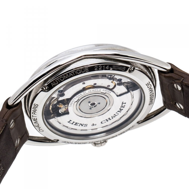 Pre Owned Chaumet Silver Stainless Steel Diamond Liens De Chaumet Women's Wristwatch 33 mm