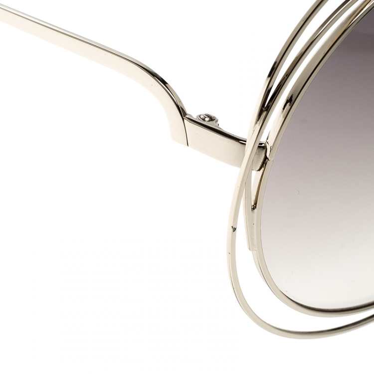 Pre Owned Chloe Gold/Brown Gradient CE114S Carlina Oversized Round Sunglasses