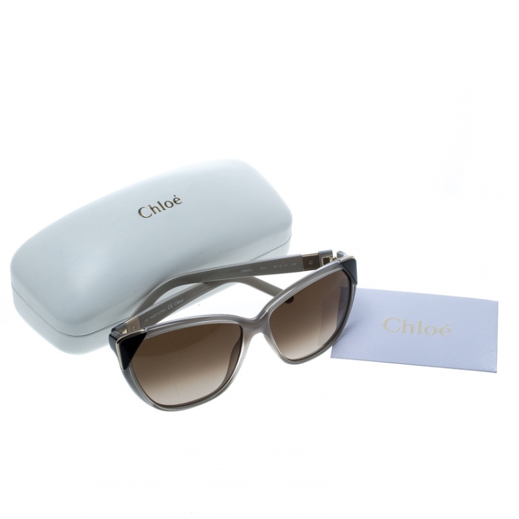 Pre Owned Chloe Grey/Brown Gradient CE600S Cat Eye Sunglasses