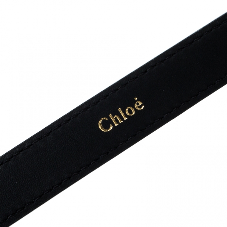 Pre Owned Chloe Black Leather Skinny Snap Buckle Belt S