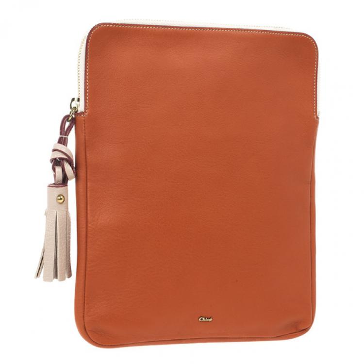 Pre Owned Chloe Orange Leather Eva iPad Cover