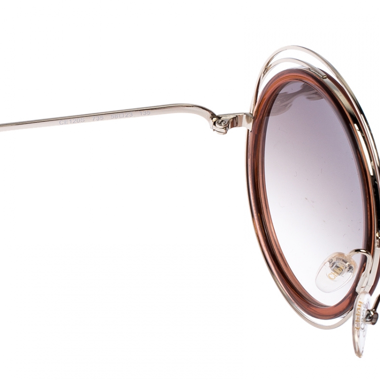 Pre Owned Chloe Brown Gradient CE120S Carlina Oversized Round Sunglasses