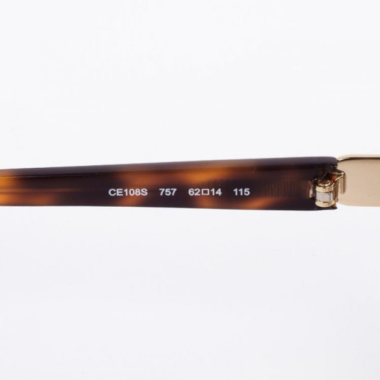 Pre Owned Chloe Gold Havana CE108S Square Women's Sunglasses