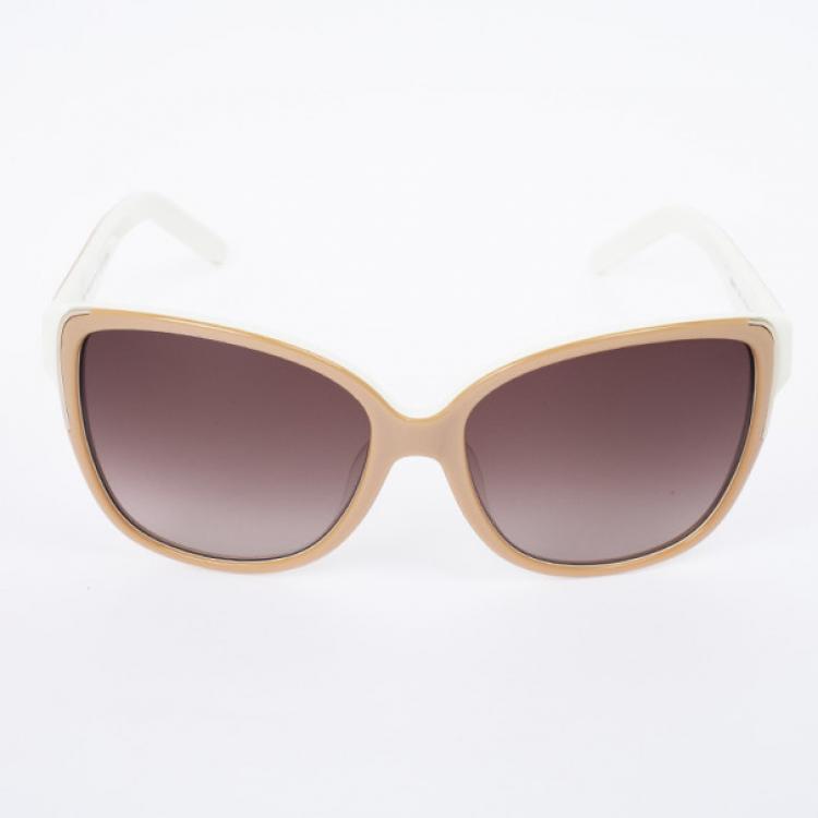 Pre Owned Chloe Beige and White 601S Cat Eye Women's Sunglasses