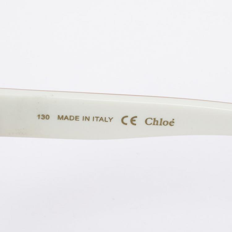 Pre Owned Chloe Beige and White 601S Cat Eye Women's Sunglasses