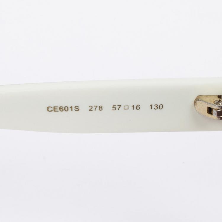 Pre Owned Chloe Beige and White 601S Cat Eye Women's Sunglasses