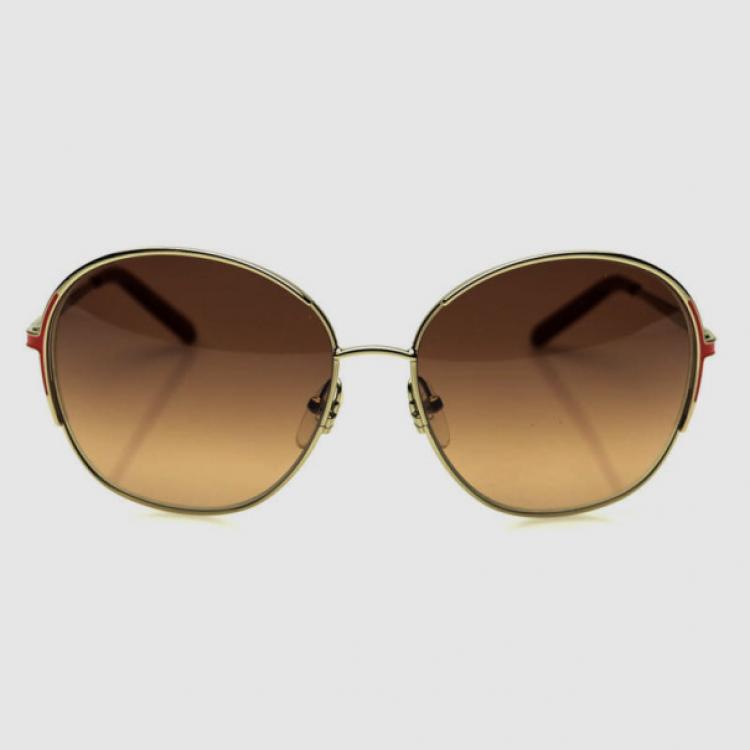 Pre Owned Chloé Gold Red CE104S Round Womens Sunglasses