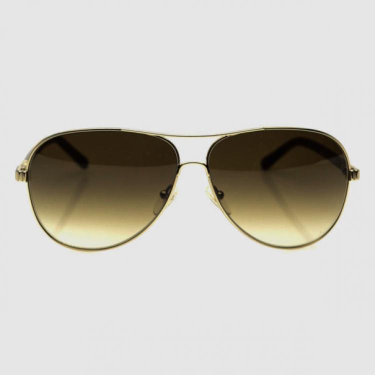 Pre Owned Chloé Gold and Brown CE102S Aviator Sunglasses