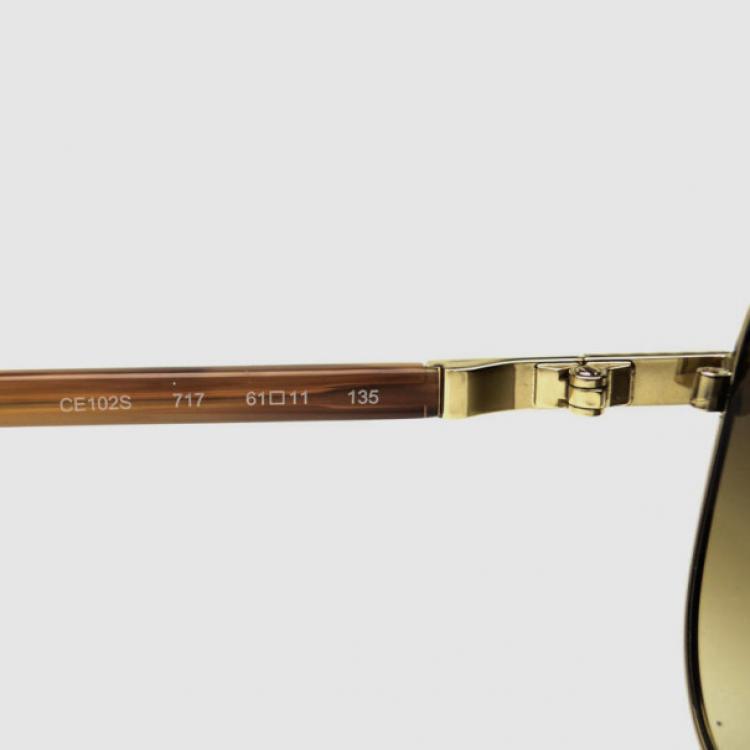 Pre Owned Chloé Gold and Brown CE102S Aviator Sunglasses