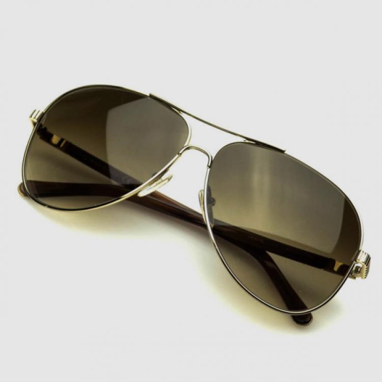 Pre Owned Chloé Gold and Brown CE102S Aviator Sunglasses