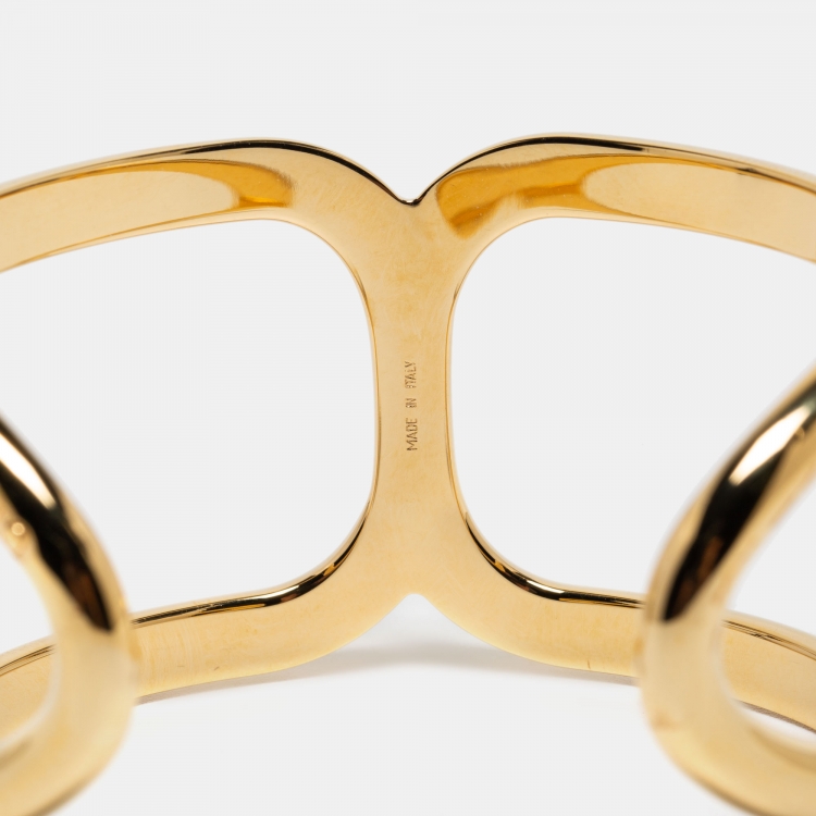 Pre Owned Chloe Gold Tone Open Cuff Bracelet