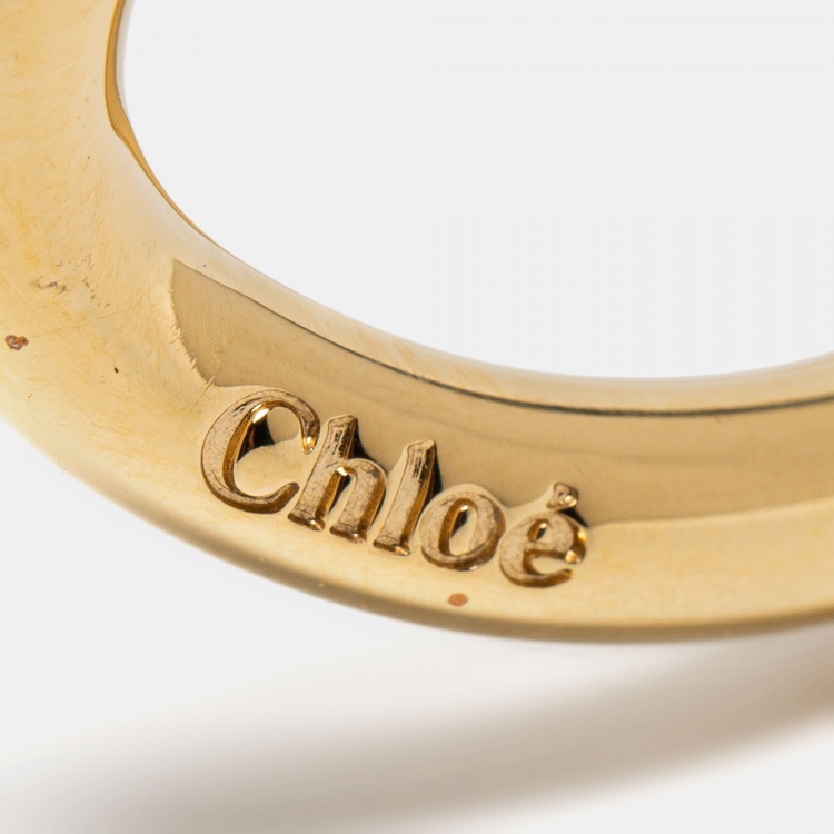 Pre Owned Chloe Gold Tone Open Cuff Bracelet