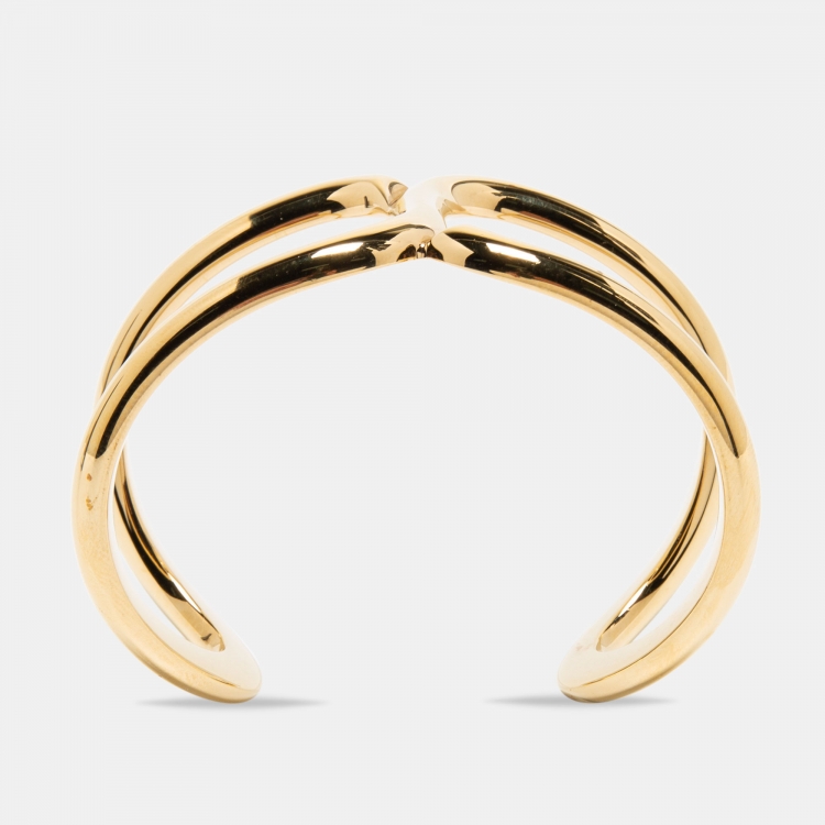 Pre Owned Chloe Gold Tone Open Cuff Bracelet