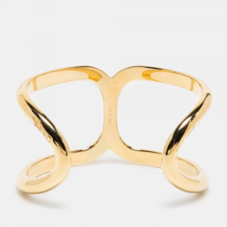 Pre Owned Chloe Gold Tone Open Cuff Bracelet