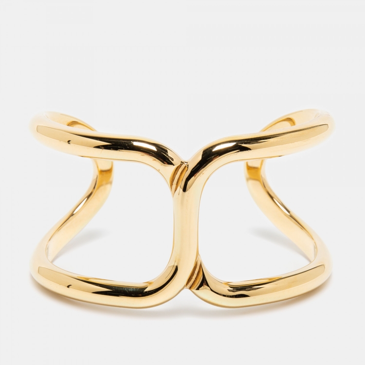 Pre Owned Chloe Gold Tone Open Cuff Bracelet