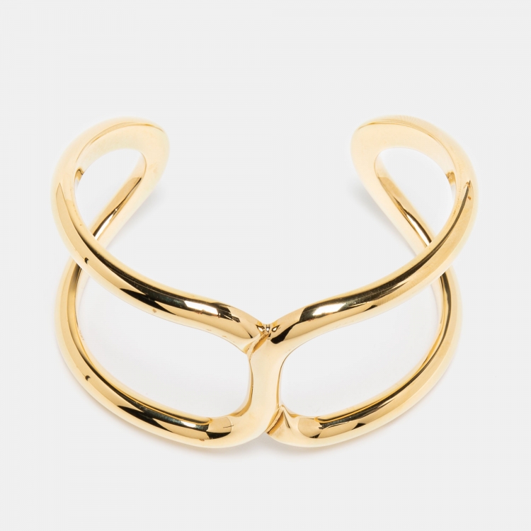 Pre Owned Chloe Gold Tone Open Cuff Bracelet