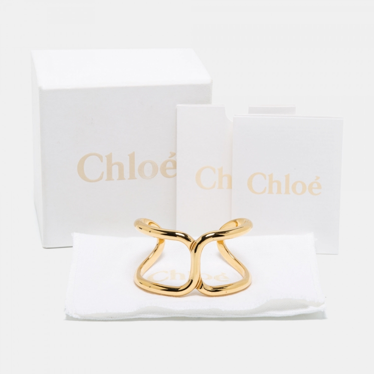 Pre Owned Chloe Gold Tone Open Cuff Bracelet